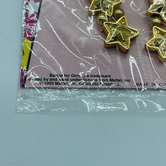Barbie Clip On Earring Gold Stars Plastic Lightweight - Picture 4 of 7